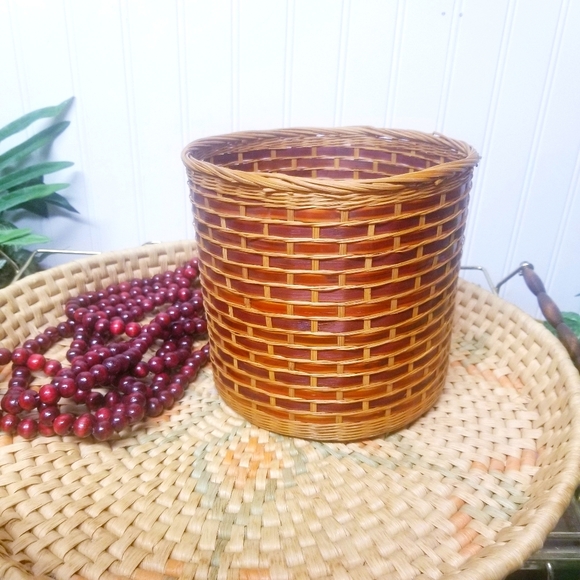 Vintage Wicker Rattan Woven Basket Planter Decor